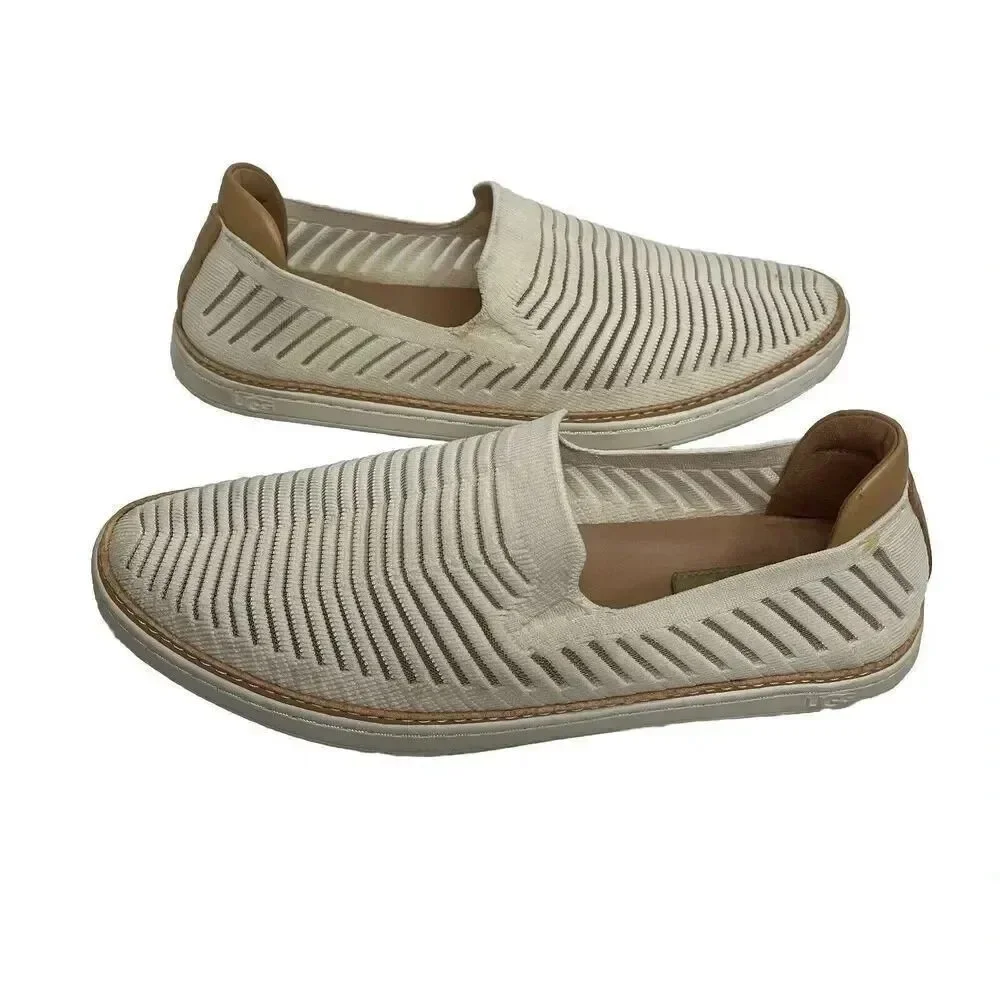 UGG Sammy Breeze Women's Size 9 Ivory Beige Rib Knit Sheer‎ Slide On Sneaker